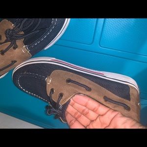 Denim and brown slip on nautica shoes